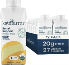 24 KATE FARMS Organic Plant Based 1.8 Renal Support Vanilla, 8.45 OZ / 2 Boxes