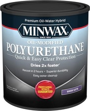 Minwax Water Based Oil-Modified Polyurethane, Warm Satin, Clear, Quart, Quart