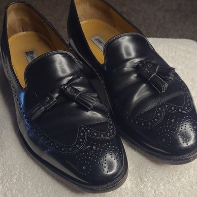 Johnston & Murphy Black Leather longwing Tassel Loafer Men's US 11 D/B. Nice!