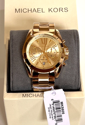 #ad Michael Kors MK5605 Bradshaw Gold Tone SS Chronograph Watch BNWT Gift Box $295 $103.75