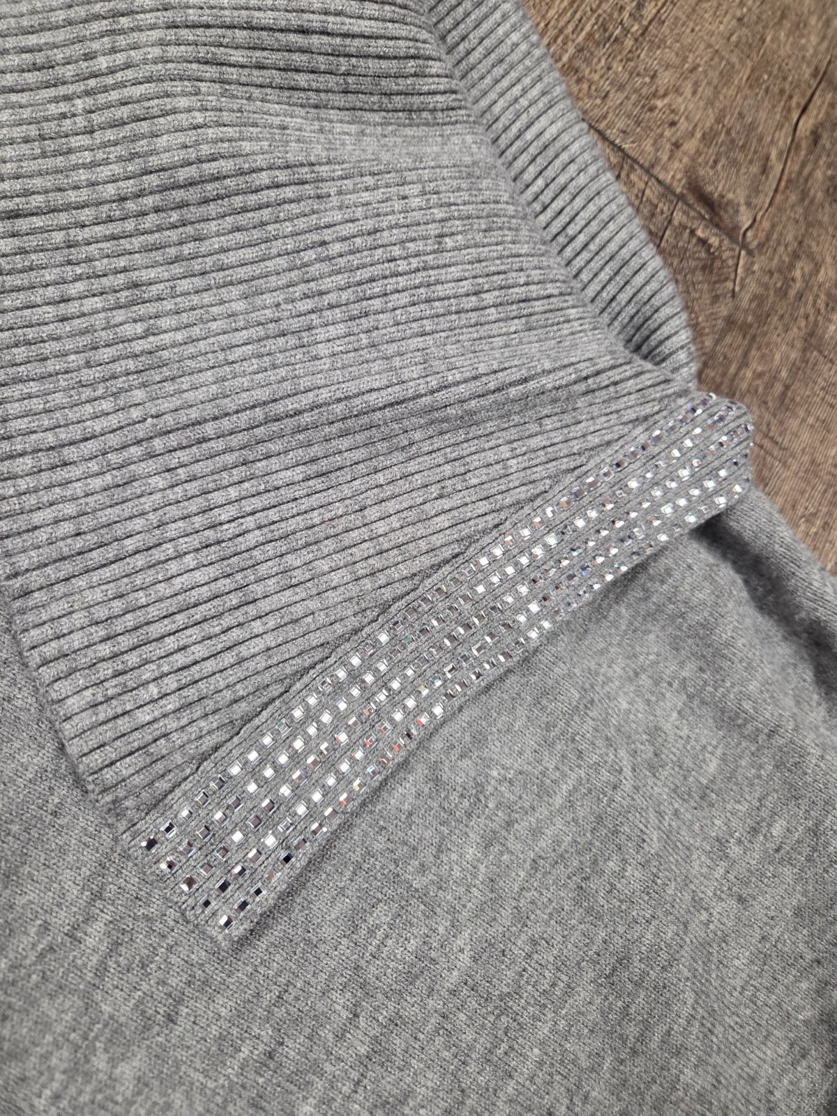 Chico's Solid Gray Rhinestone Sweater Poncho Drap… - image 3
