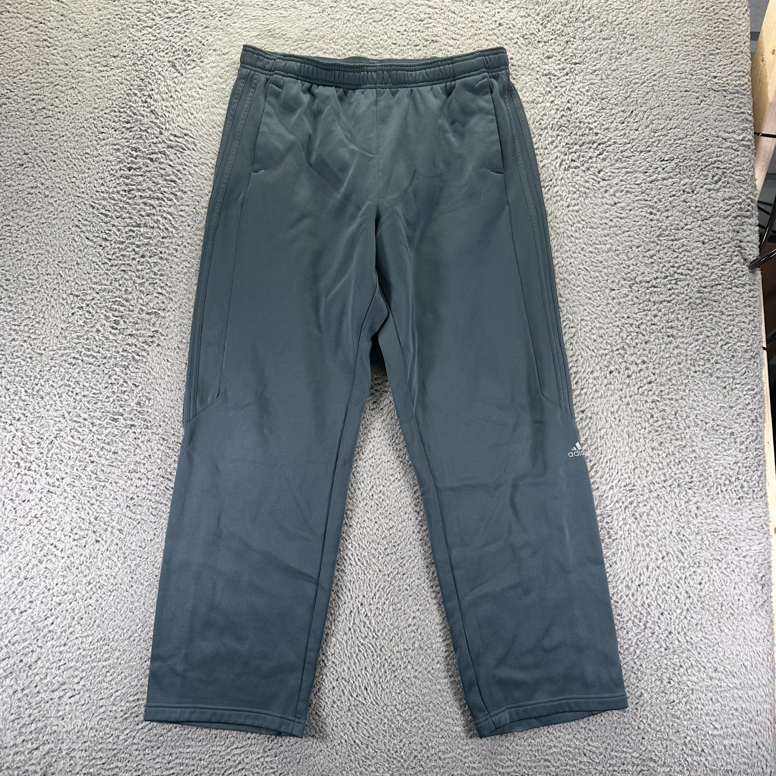 Adidas Sweatpants Men's L Gray Polyester Straight Workout Fleece Lined Running