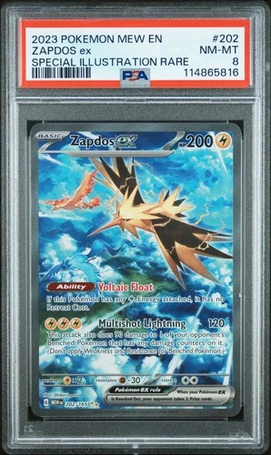 2023 POKEMON MEW EN-151 SPECIAL ILLUSTRATION RARE #202 ZAPDOS EX PSA 8