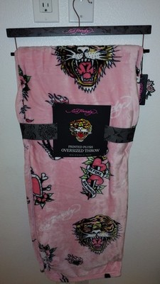 ED HARDY PRINTED PLUSH OVERSIZED THROW 60X70 ED HARDY TIGER PLUSH THROW BLANKET 