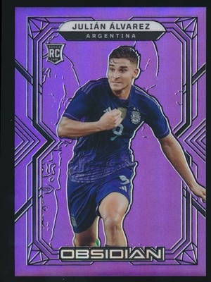 2022-23 Panini Obsidian Argentina RC Julian Alvarez purple flood /20 rookie SSP
