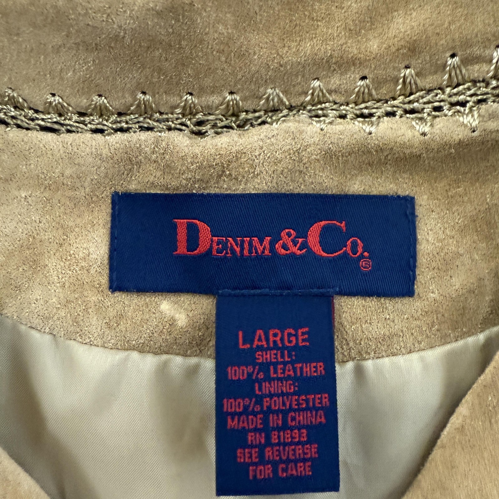 Vintage Patchwork Suede Jacket Large Brown Tan Le… - image 4