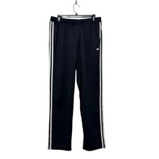 Adidas Mens French Terry Pants Black 3-Stripe Straight Leg ADVR1028 Size L NWT