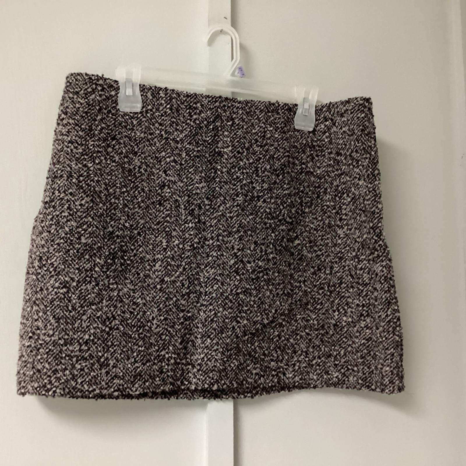 New H & M Skirt Women's Size 12 BrownBlack Tweed Wool Blend Lined A-Line Mini thumbnail 2