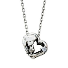 PEANUTS Snoopy Heart Silver Necklace Pendant PNT-N001SV Japan With Box New