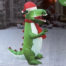4 FT Dinosaur w/santa Hat Christmas Yard Inflatable 3 LED lights Decorate Blowup