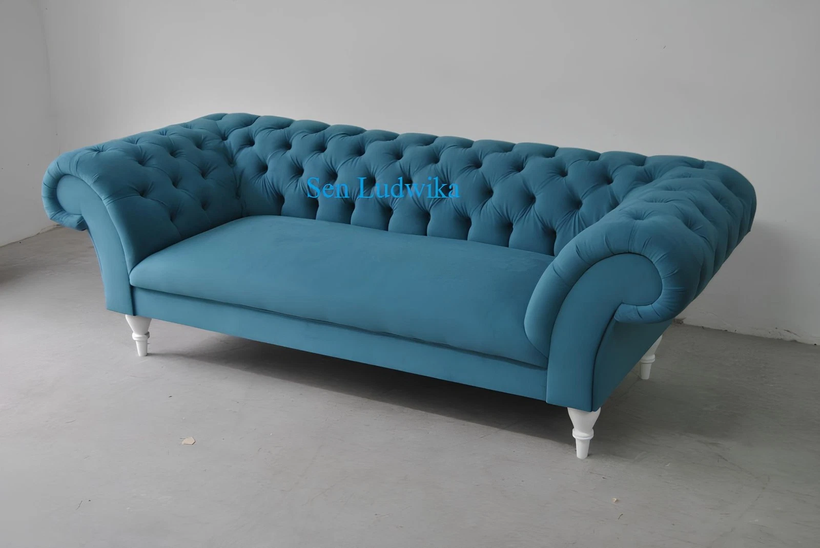 Textile 3 Seater Blue Fabric Design Couch Upholstered Sofas Modern Sofa Chesterfield