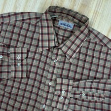True Vintage 70s Towncraft Plaid Shirt FITS L Workwear Rockabilly About 23x30