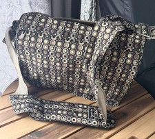 Ju Ju Be Diaper Bag Gold Brown Black Circle Design Adjustable Strap Clean
