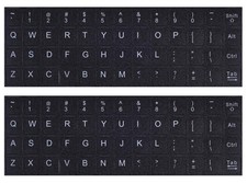 English Keyboard Stickers, 2 Pack Replacement Black with White Font,