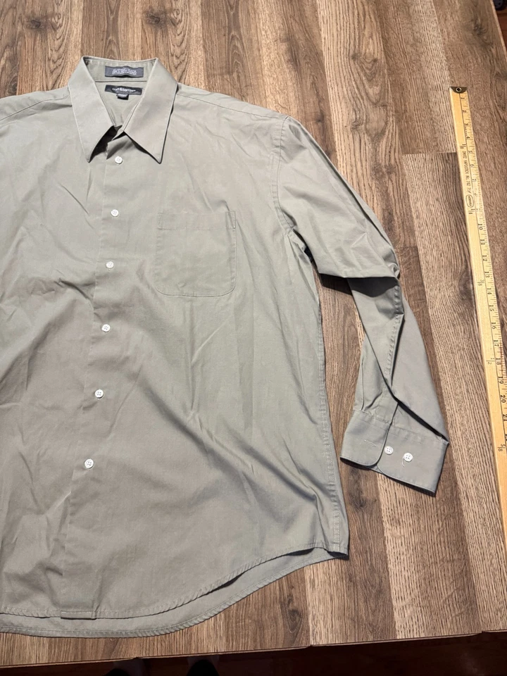 Croft & Barrow Shirt Men's Large, 16.5-17, 34/35 Green Long Sleeve Button Up - Image 4 of 4