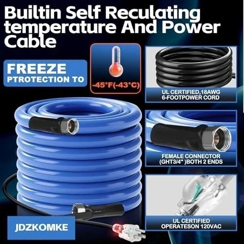 -100FT Heated RV Water Hose - Freeze Protection Down to -45°F, Heavy-Duty 15FT - Image 3 of 4
