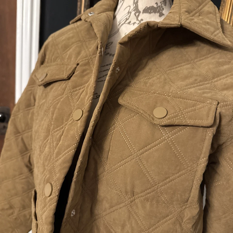 Gianni Bini Brown Stone Quilted Lightweight Jacket Equestrian Size Small NWT - Image 3 of 4