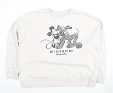 Unisex Adults UK 14 Regular Disney White Pullover Sweatshirt
