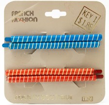 NOS 1970s 1980s Vintage Large Bobby Pins / Hair Pins Blue Red White Enamel