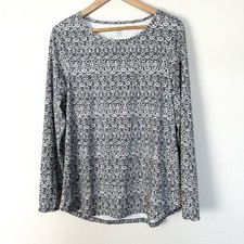 Title Nine Long Sleeve Tee Womens Large Bali Gray Activewear Yoga Run