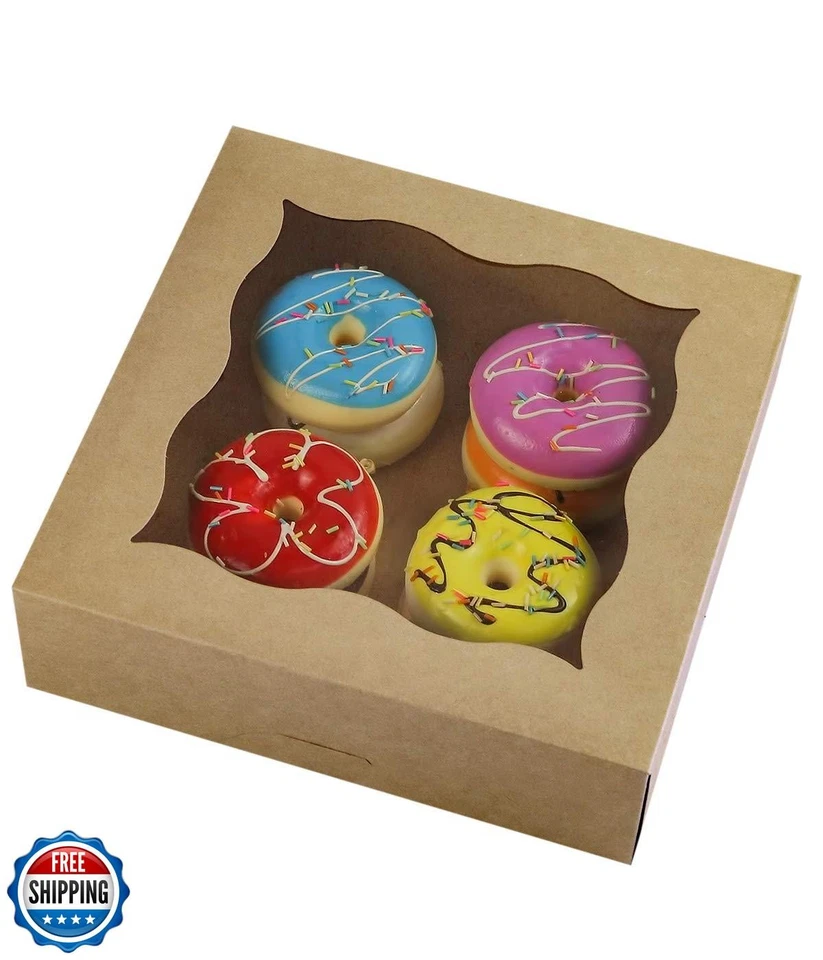 Cajas de panadería marrón CEREZA 9"x9"x3" con ventana de PVC para cajas de pastel y galletas S Foto 4 de 4