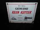 Vintage 'We Sell Genuine Keen Kutter' Porcelain Metal Sign - USA - 8 1/2" x 11"