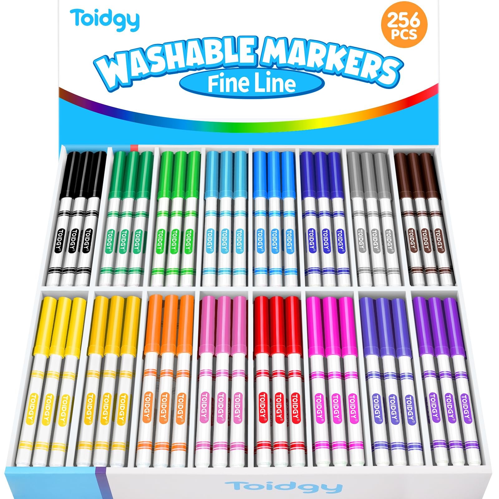 For Kids Fine Line Conical Tip 16 Colors 256 Pcs