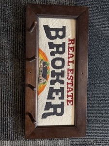 Vintage Real Estate Broker Crossstitch Coat Rack