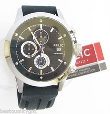 NEW RELIC SILVER TONE, BLACK SILICONE CHRONOGRAPH MEN'S WATCH ZR66024