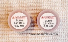 PAIR TWO MUNDORF BL100 0.22 .22 mh Inductor Baked air coil audio crossover