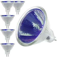 6Pack MR16 LED Blue Light Bulb, GU5.3 Mini Reflector w/ Cover Guard, 50W, 12°