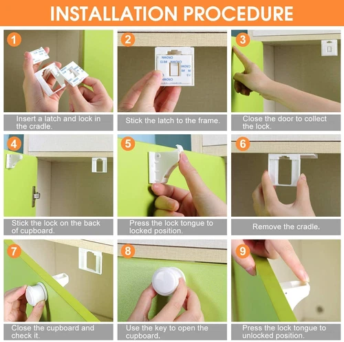 Magnetische Kindersicherung Schrank Schublade Schloss Tür babysicher Schutz DE - Bild 8 von 11