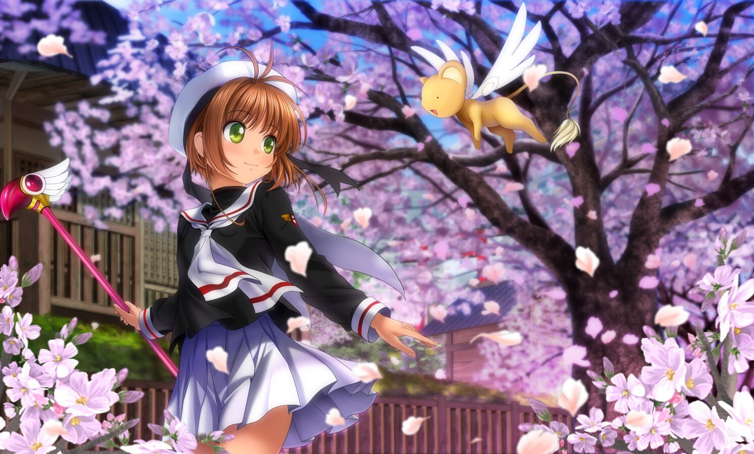 Captor de tarjetas de anime sakura kerobero kinomoto niñas árboles CCG alfombrilla de juego escritorio