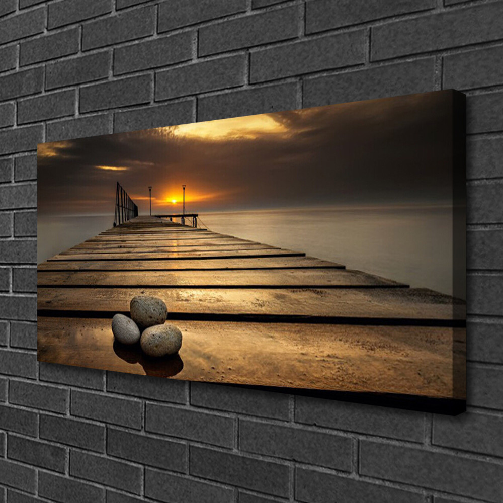 Tableau pont en pierre 100x50 cm, impression sur toile d'architecture de paysage urbain