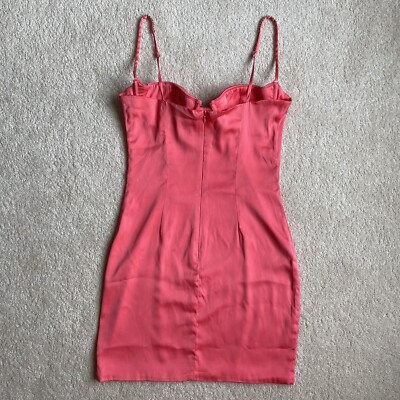 Oh Polly Out Of Bounds Diamant Embellished Bodycon Mini Dress Coral Pink  Size 8 | eBay