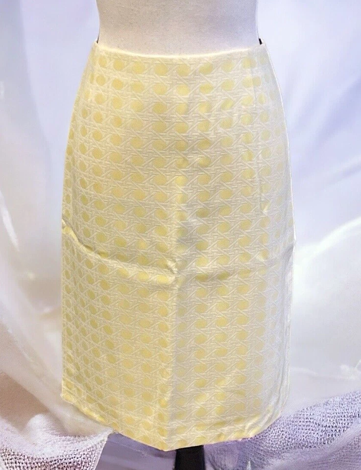 Alex Marie Pencil Skirt Size 6 Yellow Lined Center Back Zipper Slit - Image 4 of 4