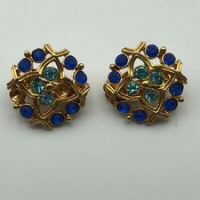 GRAZIANO Clip Rhinestone Earrings Clip-On Missing Stones Vintage Pair Incomplete