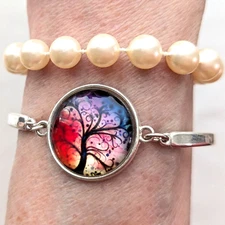 Layered Bracelet Set Tree of Life Faux Pearl Bold Boho Jewelry Gift
