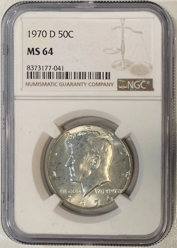 1970-D Kennedy Half Dollar, 40% Silver, NGC MS-64