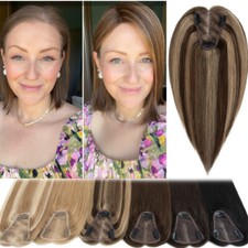 Clip In Hair Topper 100 Real Human Hair Piece Toupee Extensions Full Lace Base
