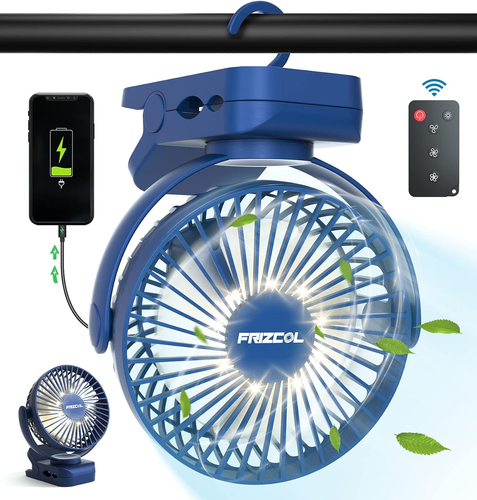 Clip on Fan 65 Hours Portable Desk Fan Rechargeable with LED Lights & Hooks - Picture 11 of 12