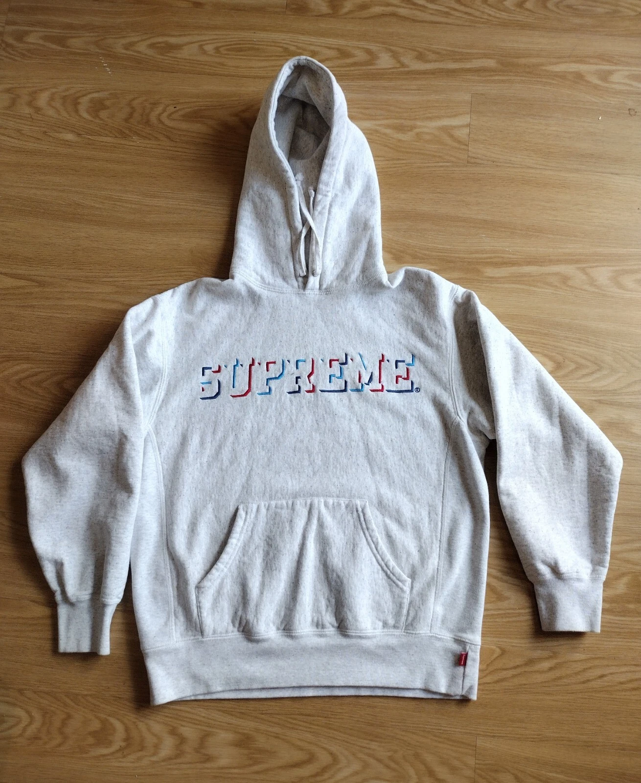 Supreme Drop Shadow Hooded Sweatshirt Heather Gray FW20 Size Small