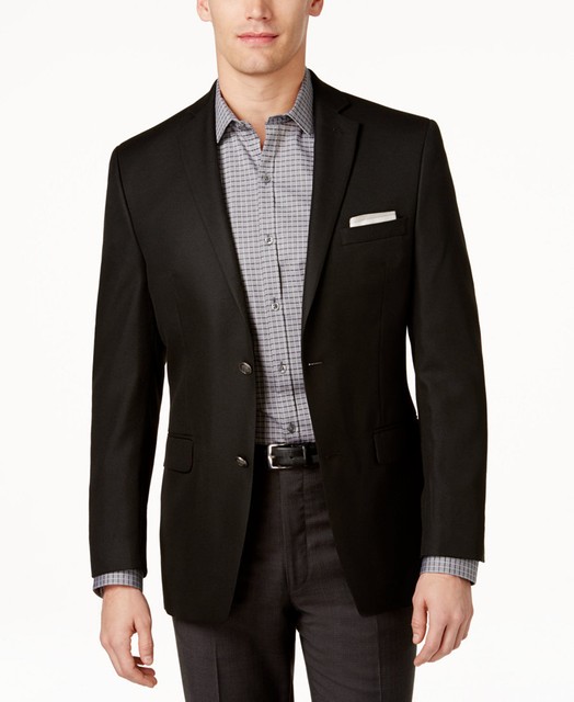 Alfani 2117 Mens Black Slim Fit Two Button Sportcoat Blazer 42l BHFO