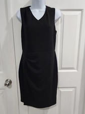 Women's Wear to Work Dress V Neck Sleeveless Ruched Wrap Office Medium Black