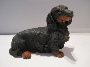 Dachshund Dog Figure Castagna Long Haired Black Made In Italy With
