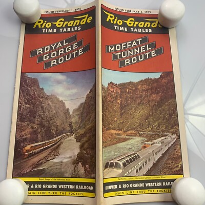 Vtg Feb 1955 Rio Grande Railway Moffat Tunnel Passenger TimeTable & Map