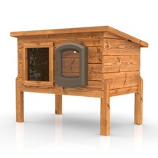 Microchip Outdoor Wood Cat House / Shelter Garden Animal Insulated