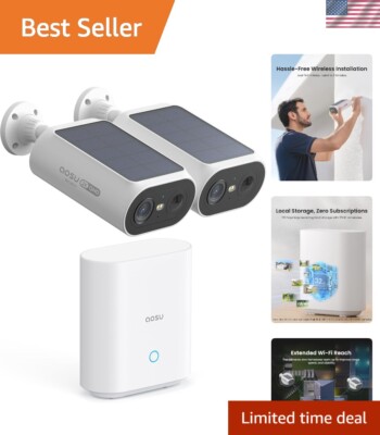 Solar Security Cameras Wireless Outdoor, 2Mins DIY Installation, No Subscript...