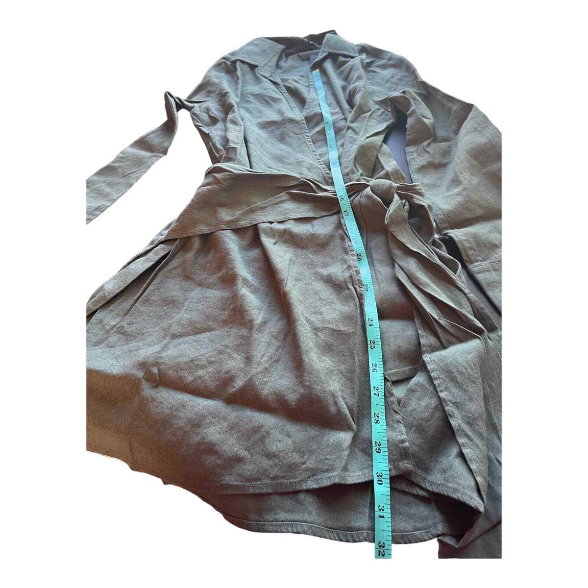 MONROW NWT SAGE GREEN LINEN SHIRT DRESS WITH WAIST SASH - SIZE SMALL MSRP  $225 | eBay