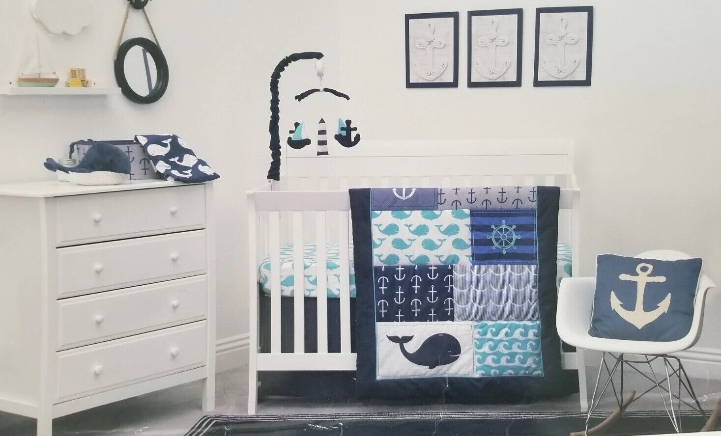 4 pc Nautica Kids Set Sail Nursery Crib Bedding Set NIP